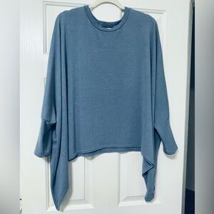 Nally & Millie Blue Asymmetrical Sweater poncho one size fits most